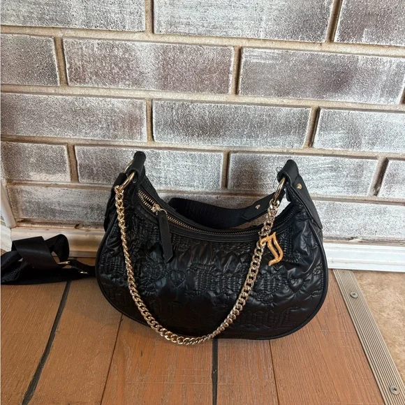 Juicy Couture Y2K Black Quilted Shoulder Bag with Gold Chain - Picture 1 of 6
